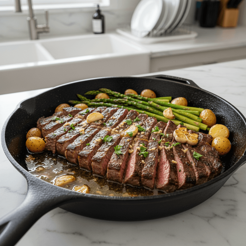 Hearty Garlic Butter Sirloin Skillet Dinner