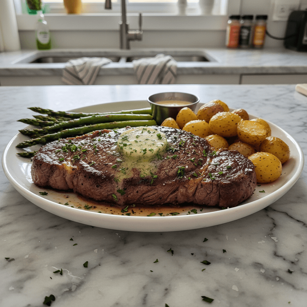 Juicy Pan-Seared Sirloin Steak with Herb Butter