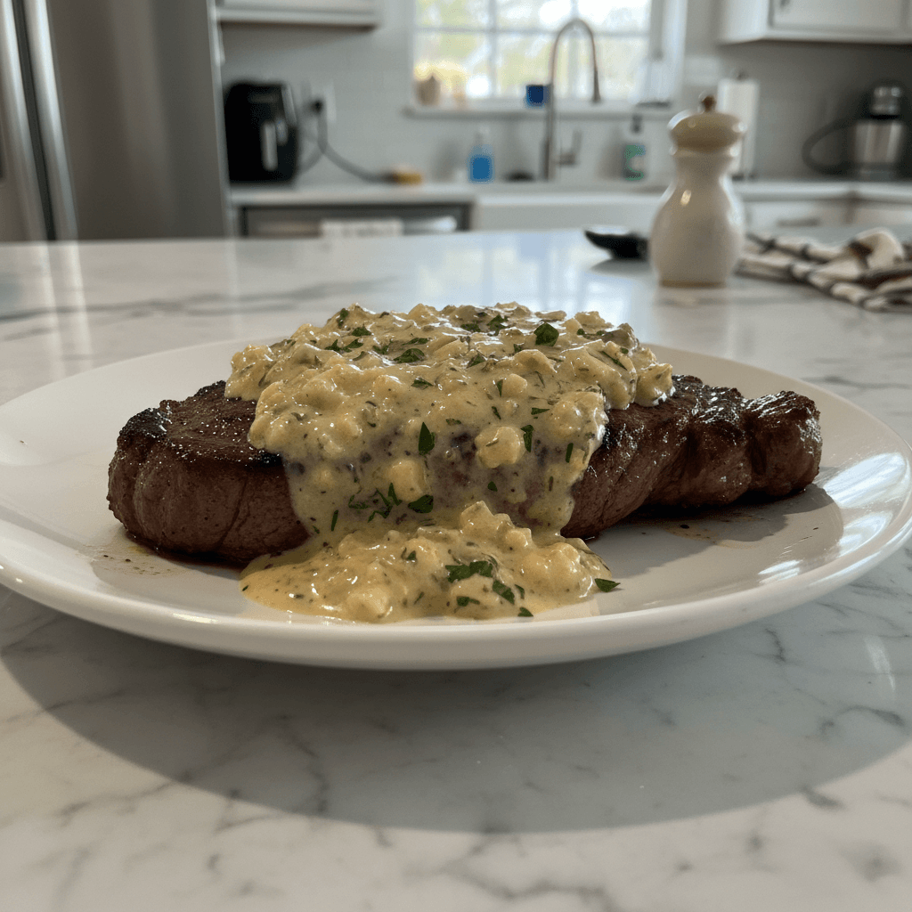 Tender Sirloin Dinner Steak with Garlic Parmesan Sauce