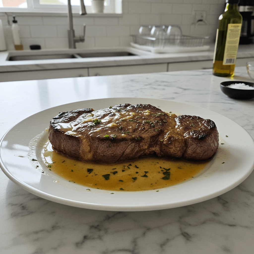 Juicy Sirloin Dinner Steak with Golden Butter Sauce