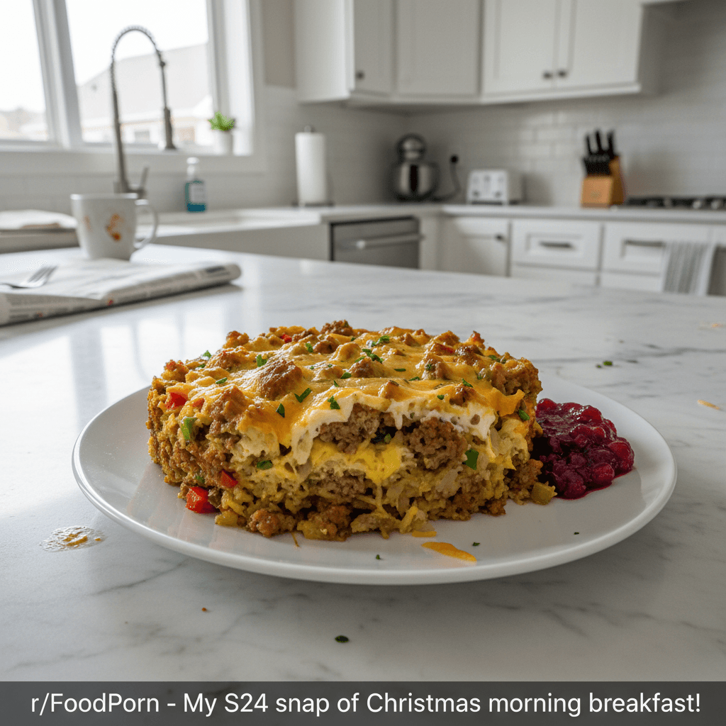 Hearty Overnight Crockpot Christmas Breakfast Casserole