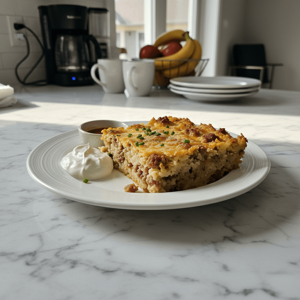 Hearty Sausage Hash Brown Breakfast Casserole