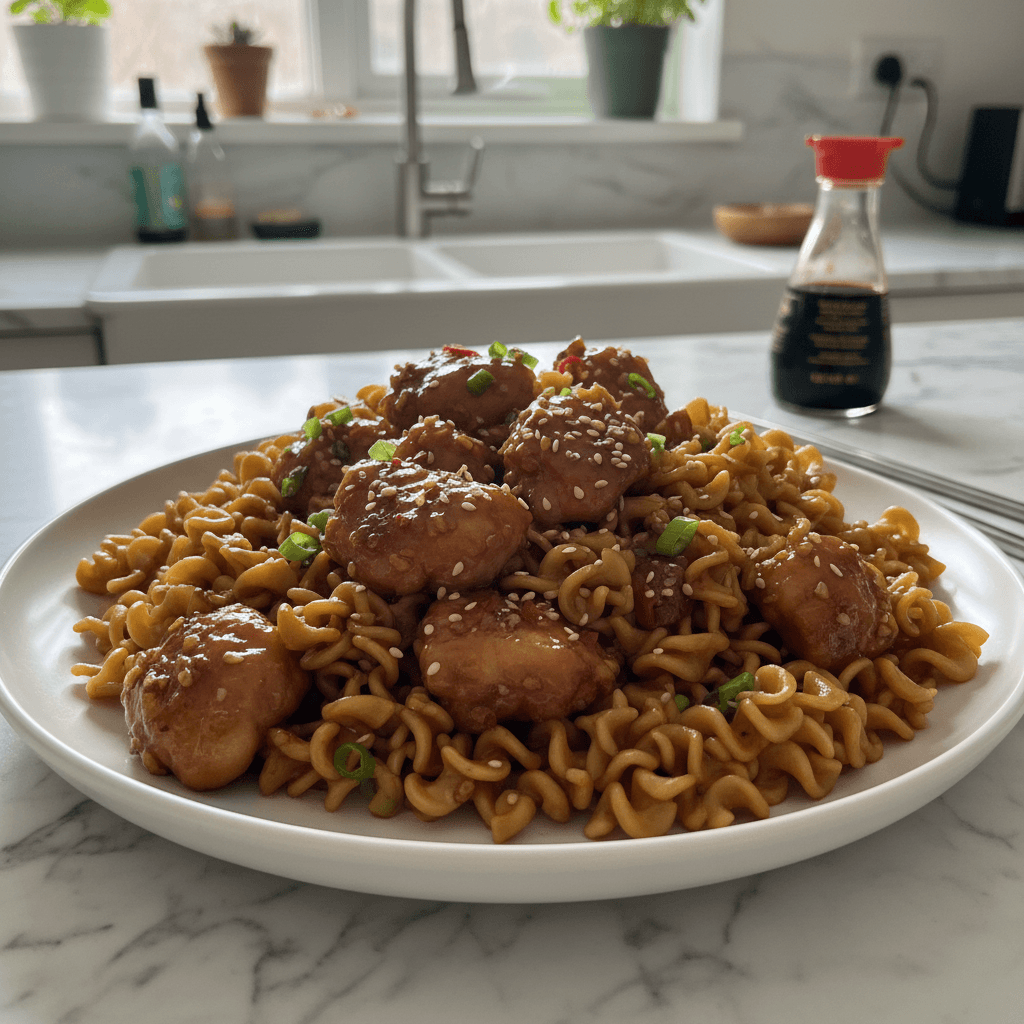 Sticky Garlic Chicken Noodles: Quick & Easy Dinner