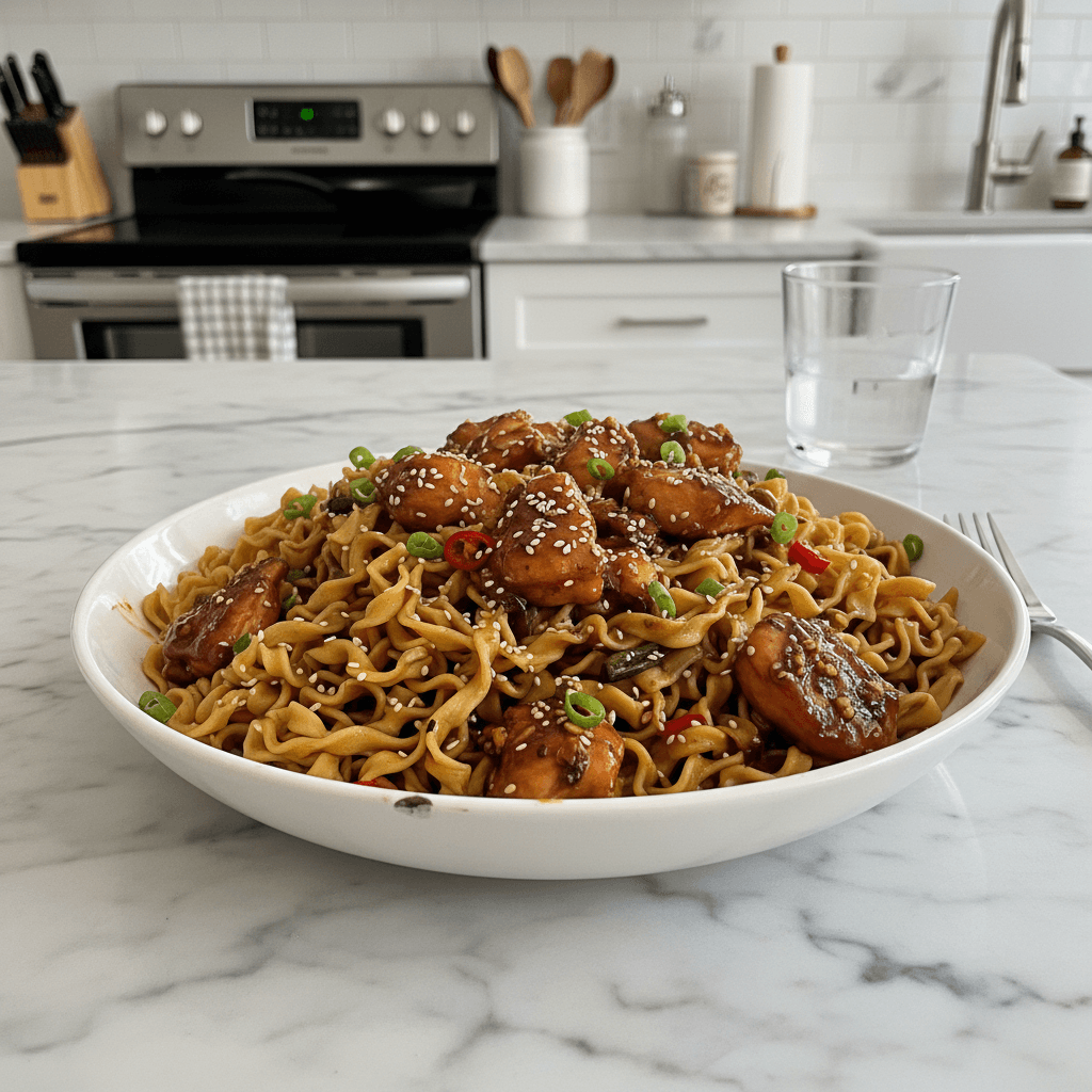 Sticky Garlic Chicken Noodles: Easy Weeknight Dinner