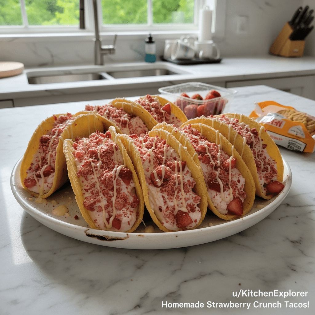Crispy Strawberry Crunch Cheesecake Tacos Recipe