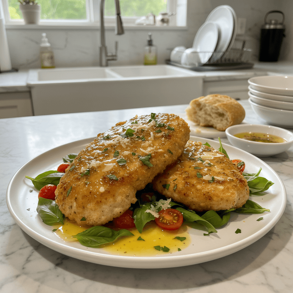 Crispy Italian Chicken with Garlic Butter Sauce