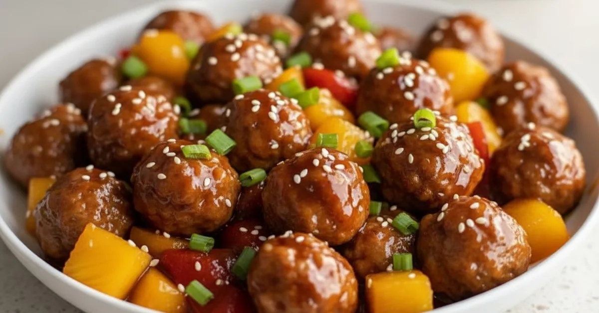 Easy Weeknight Crockpot Pineapple Teriyaki Meatballs