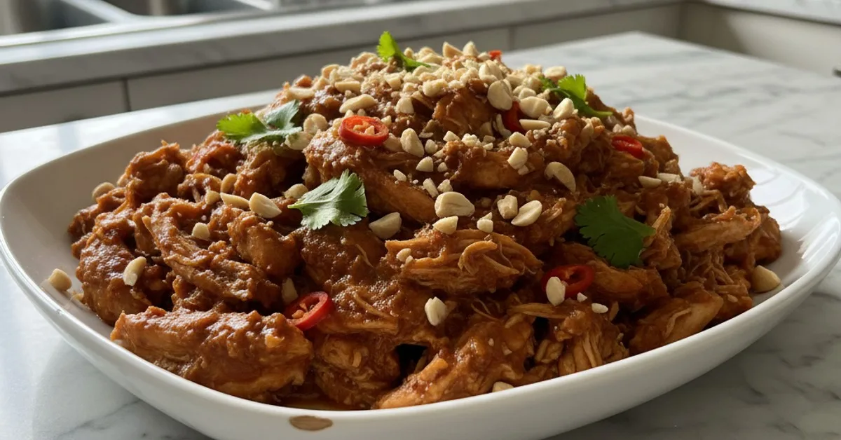 Effortless Crockpot Thai Peanut Chicken: A Family Favorite!