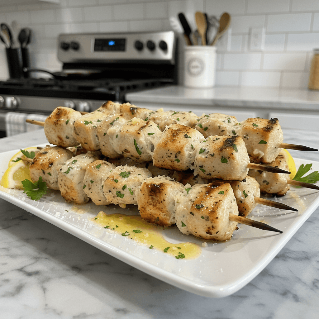 Irresistible Grilled Ranch Garlic Parmesan Chicken Skewers