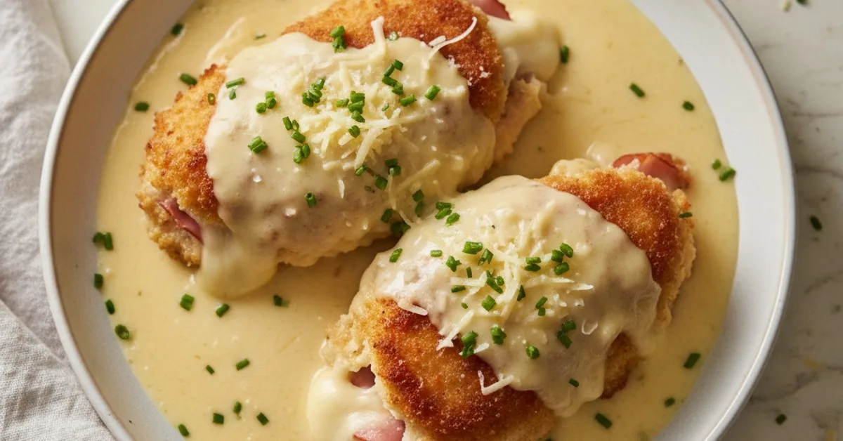 Irresistible Chicken Cordon Bleu with Swiss Cheese Sauce