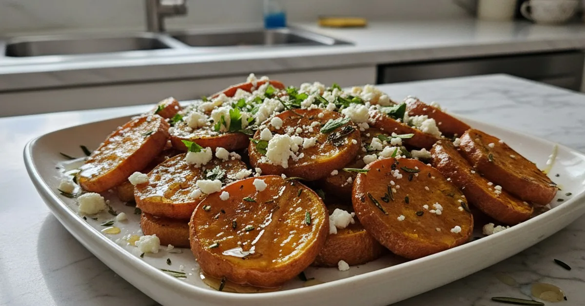 Irresistible Roasted Sweet Potato Rounds with Honey & Feta