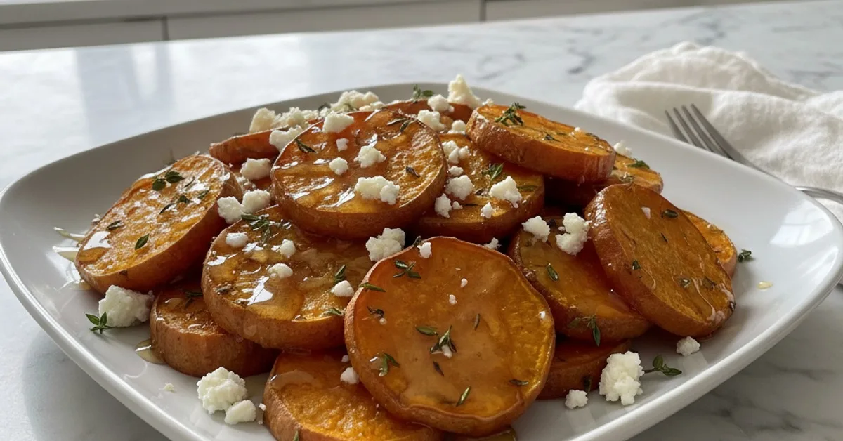 Irresistible Roasted Sweet Potato Rounds with Honey & Feta