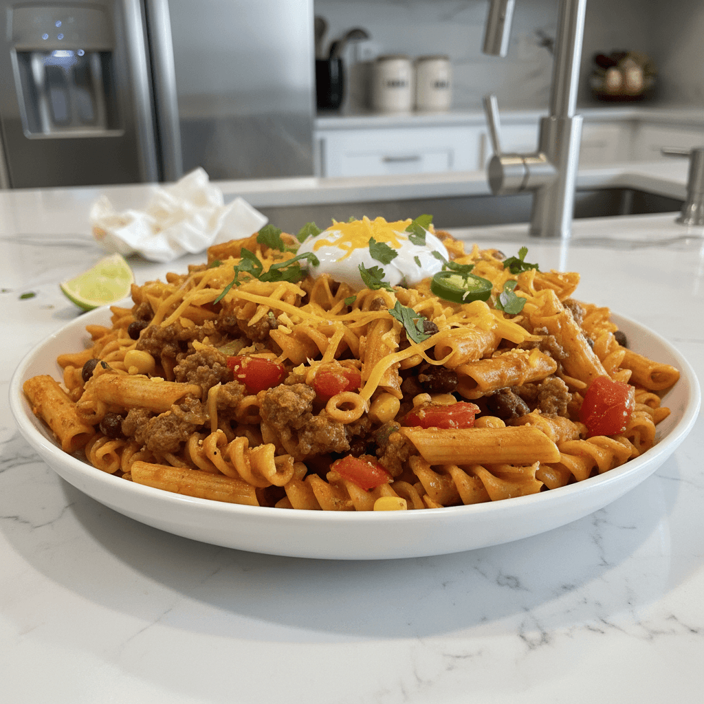 One Pot Beef Taco Pasta: Quick Flavorful Dinner