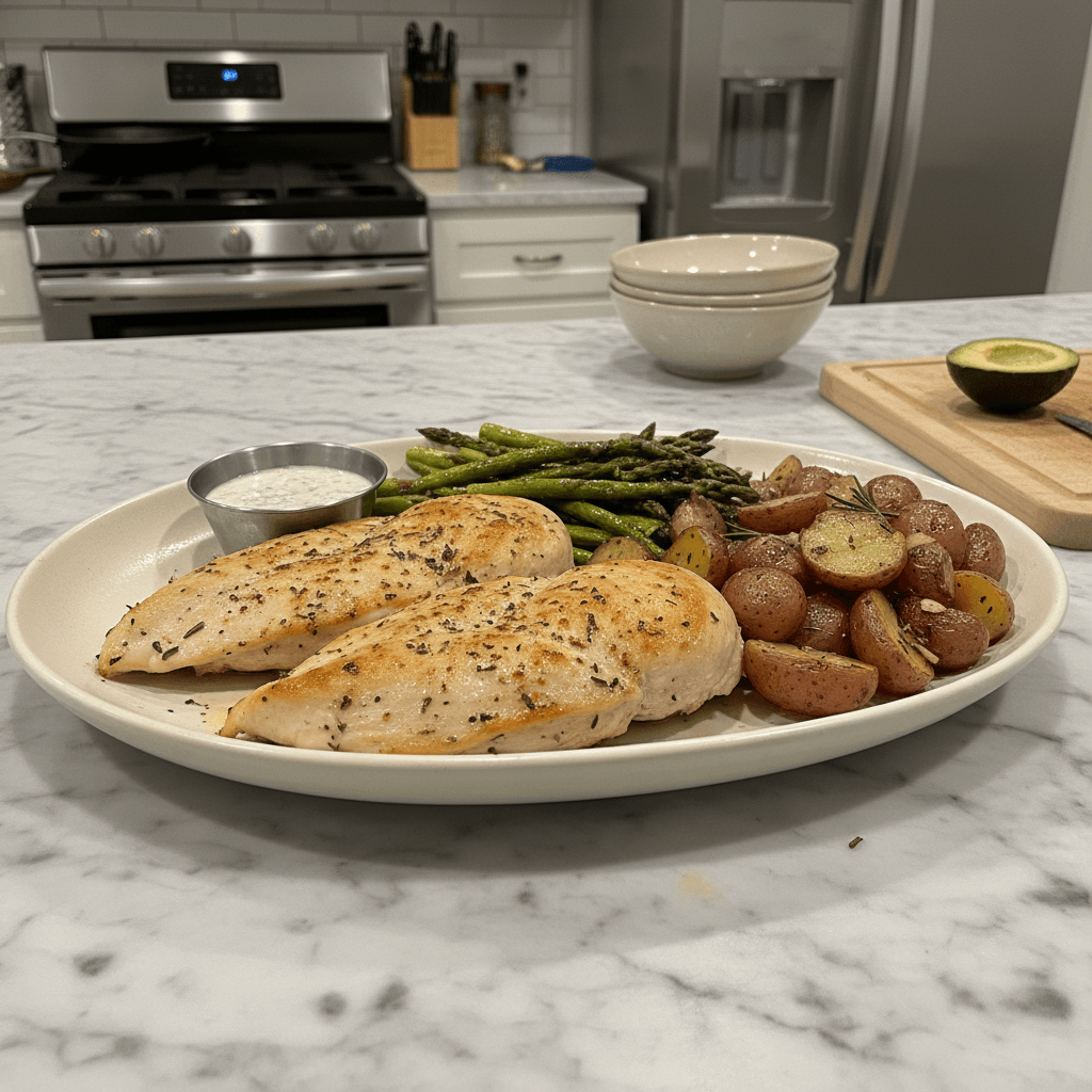 Tender, Juicy Oven Baked Boneless Chicken Breast Dinner