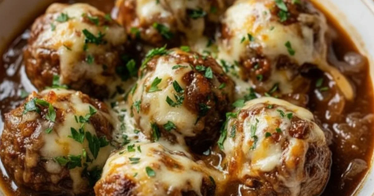 The Easiest Crockpot French Onion Meatballs for Comfort Bliss