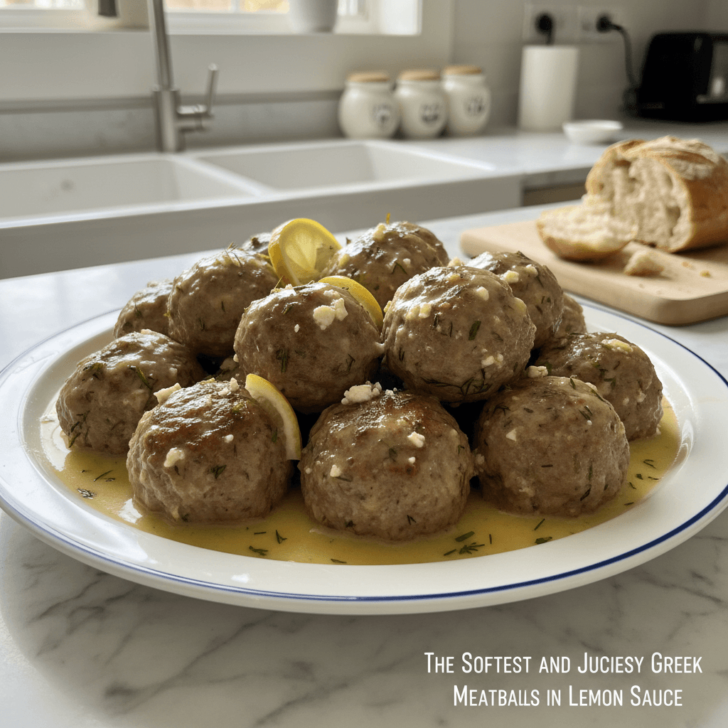 Softest Juiciest Greek Meatballs in Lemon Sauce