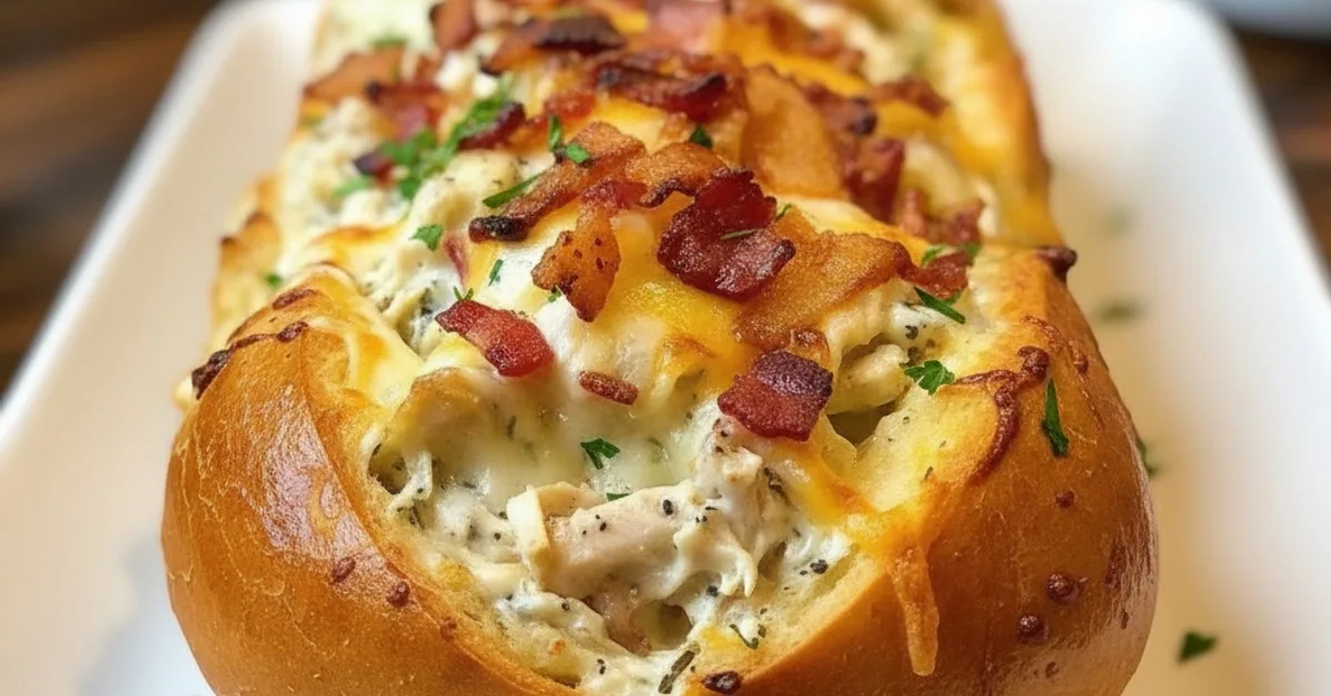 The Ultimate Chicken Bacon Ranch Stuffed Bread You’ll Crave!