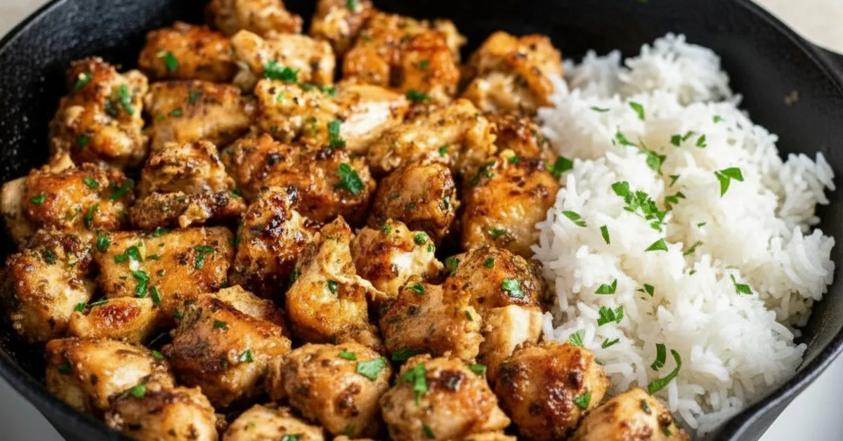 The Ultimate Chicken Bites in a Pan with Rice & Parsley You’ll Love