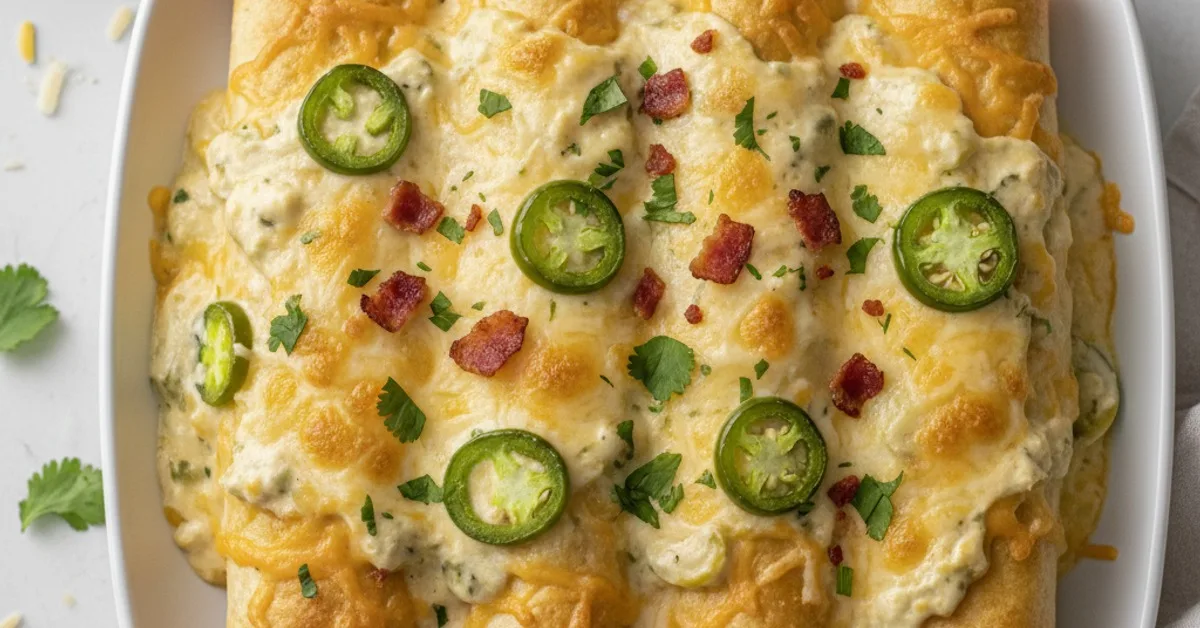 The Ultimate Creamy Jalapeño Popper Cheesy Chicken Enchiladas