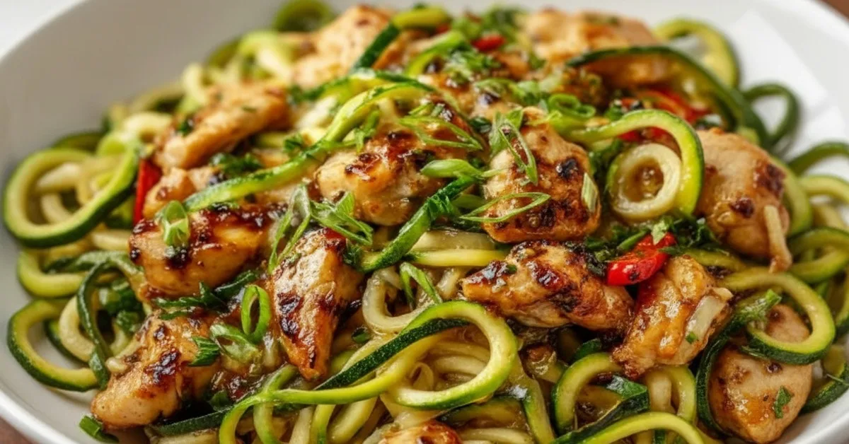 Quick & Easy: Garlic Chicken Zucchini Noodles Stir Fry You’ll Love