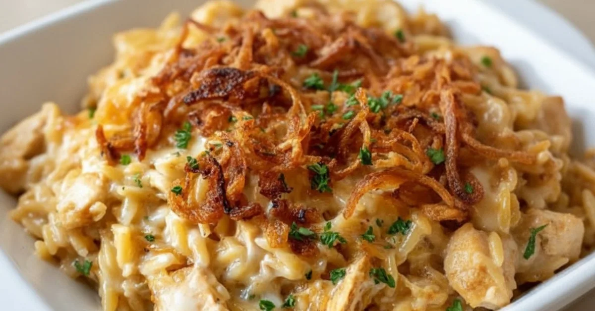 The Ultimate French Onion Chicken Orzo Casserole You’ll Crave