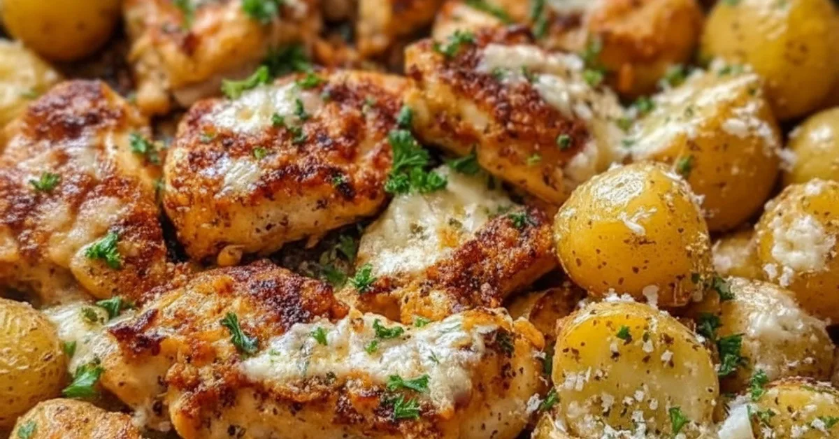 The Ultimate Garlic Parmesan Chicken Thighs and Potatoes