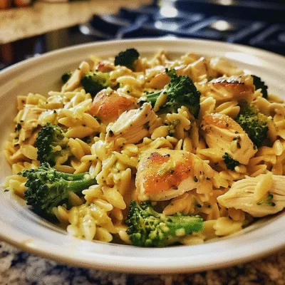 Cheesy Chicken Broccoli Orzo – Creamy, Comforting & One-Pan Dinner!