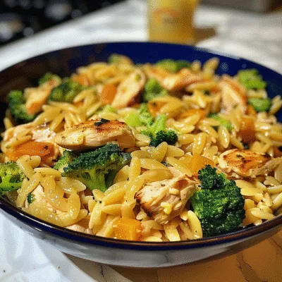 One Pot Cheesy Chicken And Broccoli Orzo