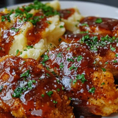 Crispy Honey BBQ Chicken and Parmesan Mashed Potatoes delight!