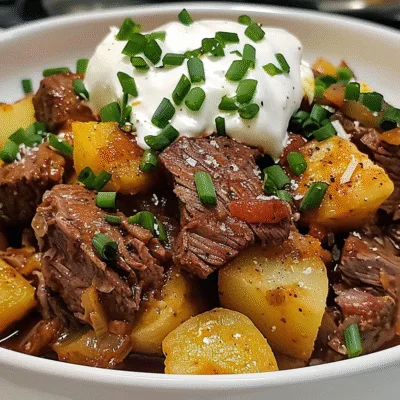 Crockpot Loaded Steak and Potato Bake