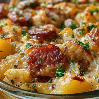 Kielbasa Sausage Cheesy Potato Casserole