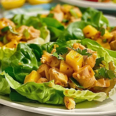 Mango Chipotle Chicken Salad Lettuce Wraps