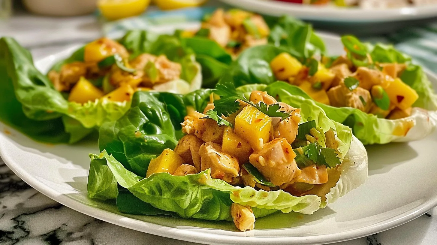 The Best Mango Chipotle Chicken Salad Lettuce Wraps Ever
