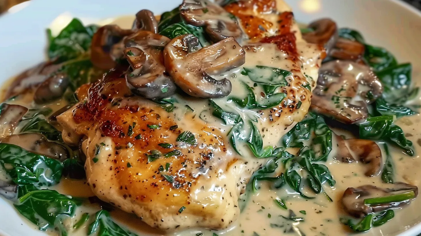 The Ultimate Mushroom & Creamed Spinach Smothered Chicken You’ll Love!