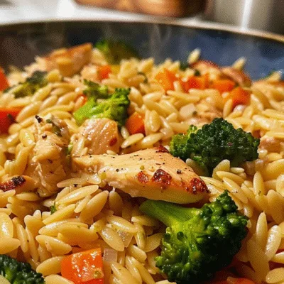 One Pot Cheesy Chicken And Broccoli Orzo