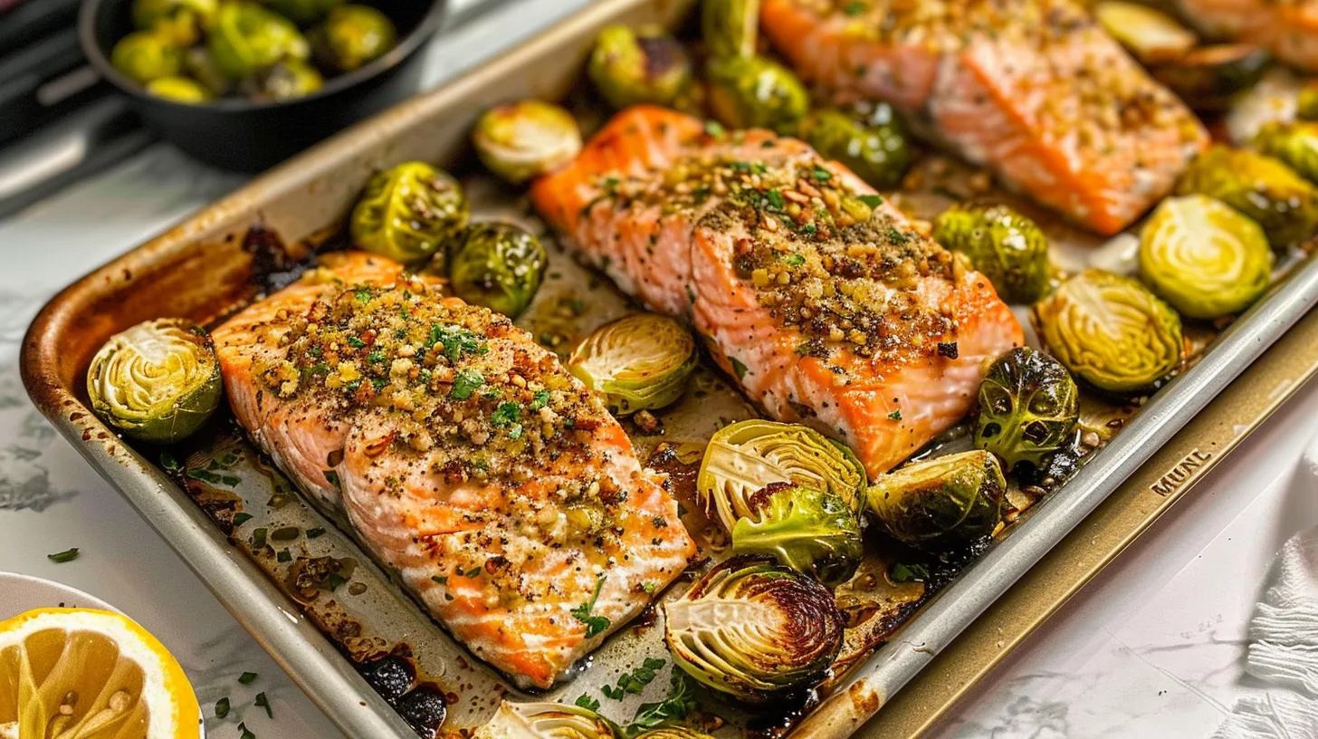 The Perfect Sheet Pan Salmon with Brussels Sprouts You’ll Crave