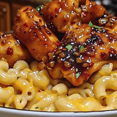 Sweet and Spicy Honey Pepper Chicken with Creamy Mac and Cheese