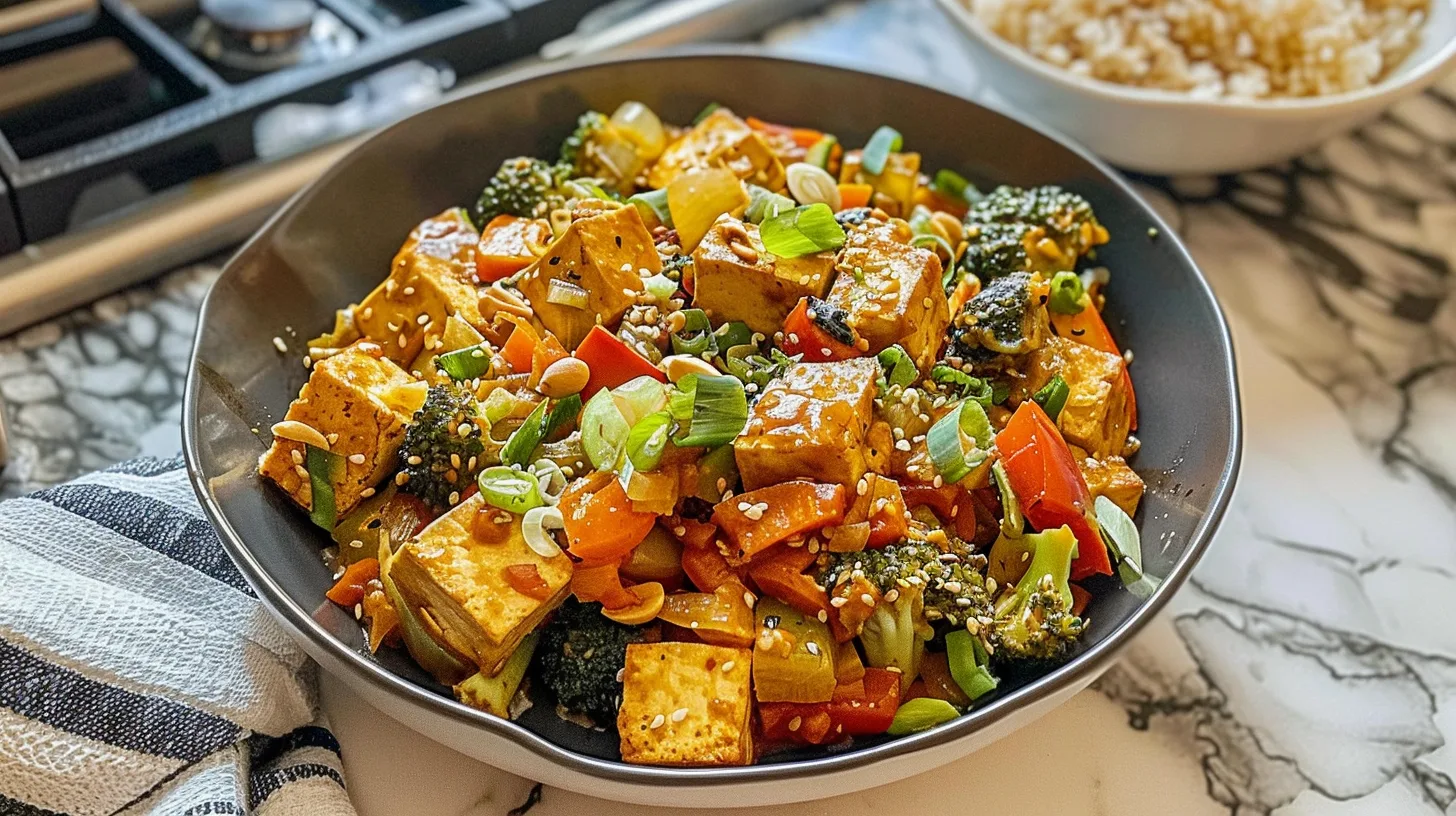 The Perfect Tofu Vegetable Stir-Fry with Peanut Sauce Recipe