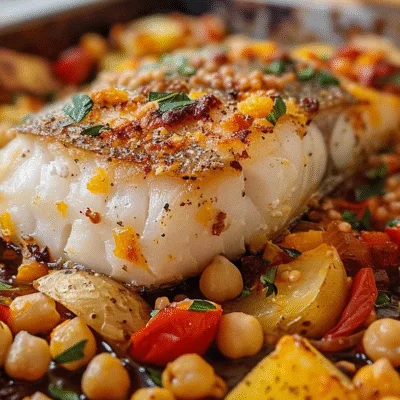 Baked Cod with Potatoes and Chickpeas