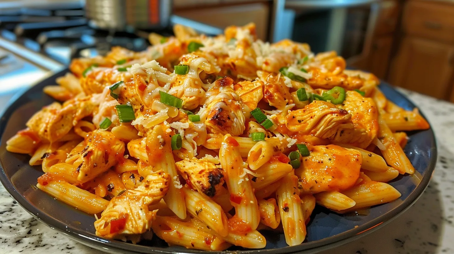 The Ultimate Bold Spicy Buffalo Pepper Jack Chicken Pasta Skillet