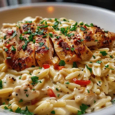 Creamy Garlic Butter Pepper Jack Chicken Orzo