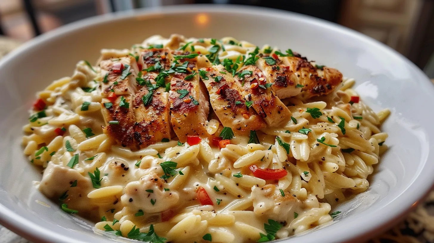 The Ultimate Creamy Garlic Butter Pepper Jack Chicken Orzo