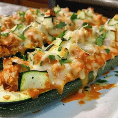 Easy Keto Buffalo Chicken Zucchini Boats