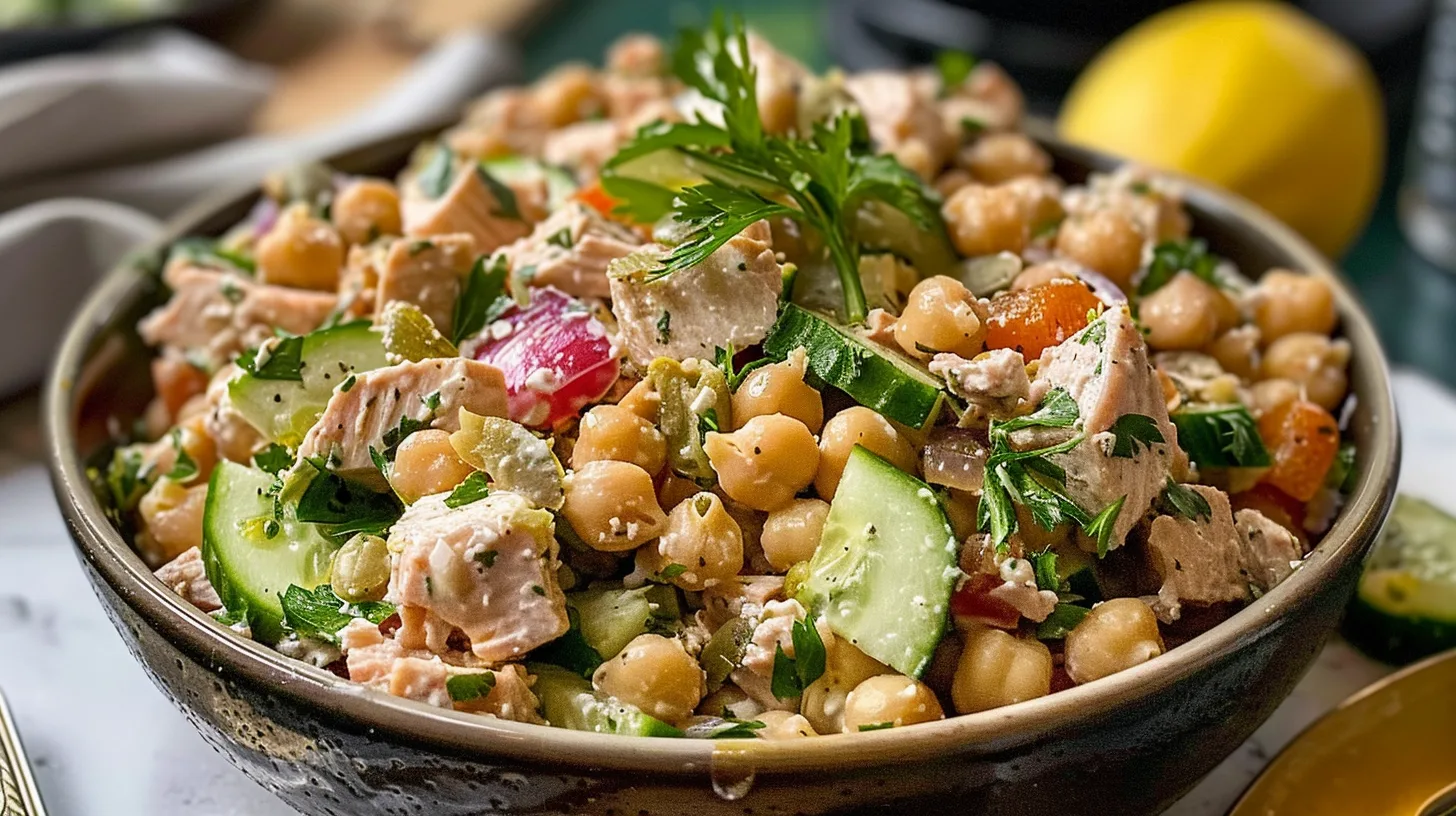 The Perfect Healthy Tuna Garbanzo Chickpea Salad You’ll Crave