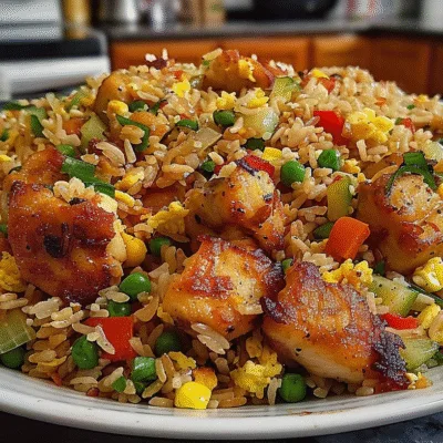 High Protein Crispy Garlic Chicken Fried Rice
