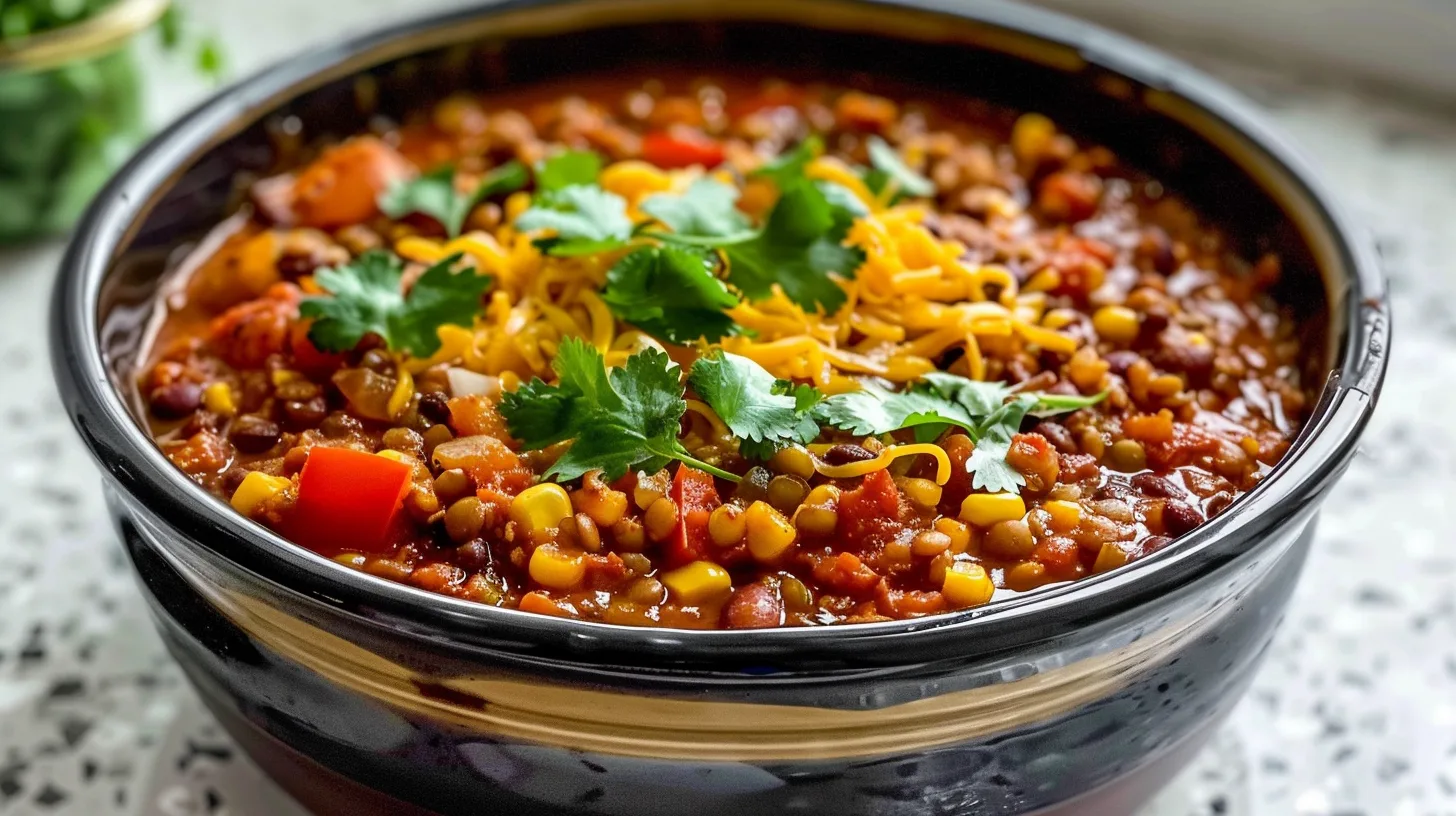 The Ultimate High Protein Crockpot Lentil Taco Chili You’ll Crave