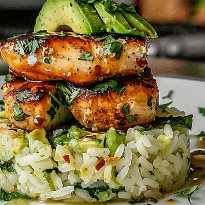 Honey Lime Chicken Avocado Rice Stack