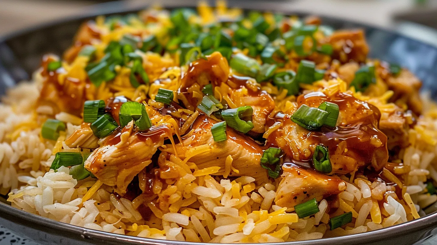 The Ultimate One Pan Honey BBQ Cheddar Chicken Rice You’ll Crave