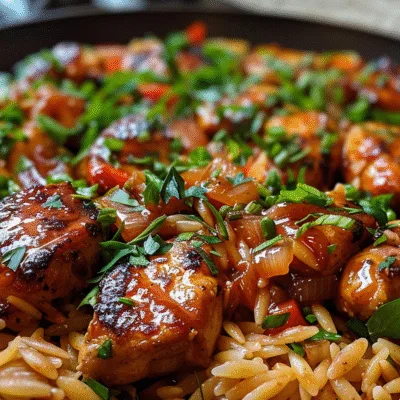 One Pan Sweet and Smoky BBQ Chicken Orzo