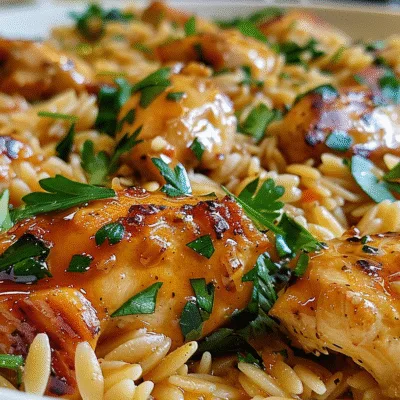 One Pan Sweet Honey Garlic Parmesan Chicken Orzo